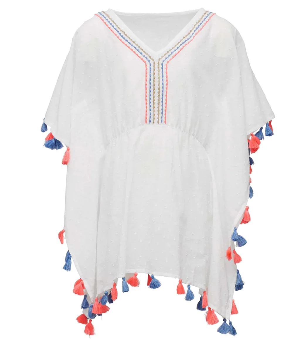 Snapper Rock Girls' White Sherbet Tassel Cover Up (Toddler, Little Kid, Big Kid)