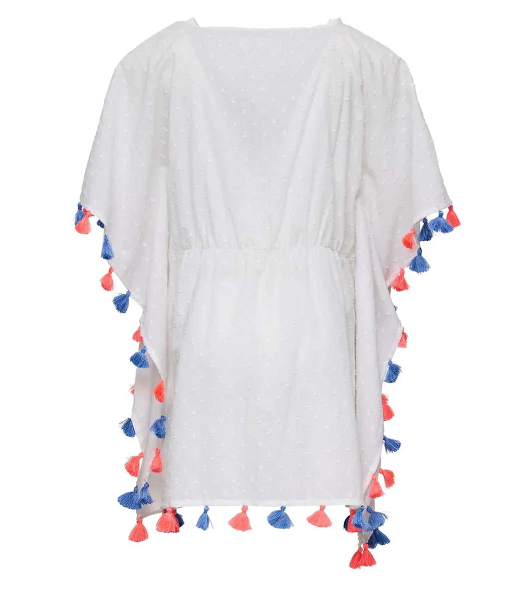 Snapper Rock Girls' White Sherbet Tassel Cover Up (Toddler, Little Kid, Big Kid) - Image 2