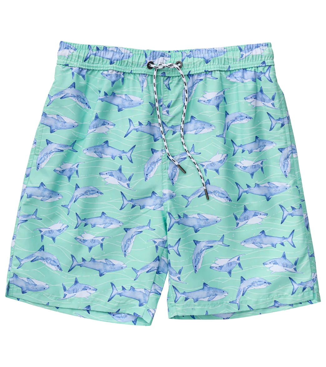 Snapper Rock Men's Minty Shark Swim Trunks - Image 6