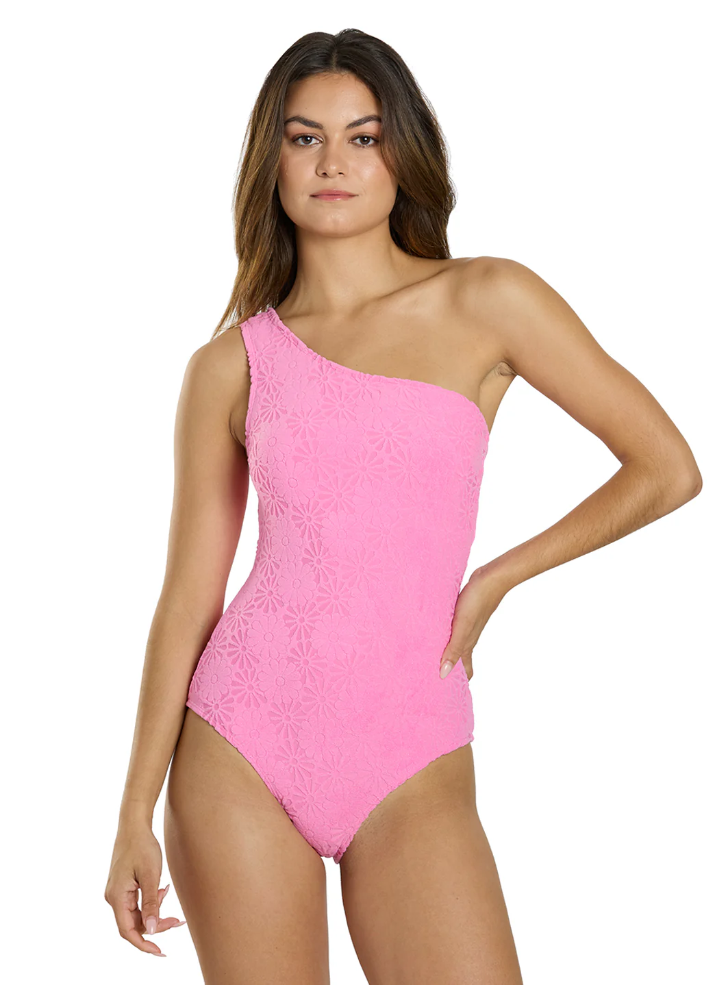 Snapper Rock Women's Bubblegum Bloom One Shoulder One Piece Swimsuit - Image 2