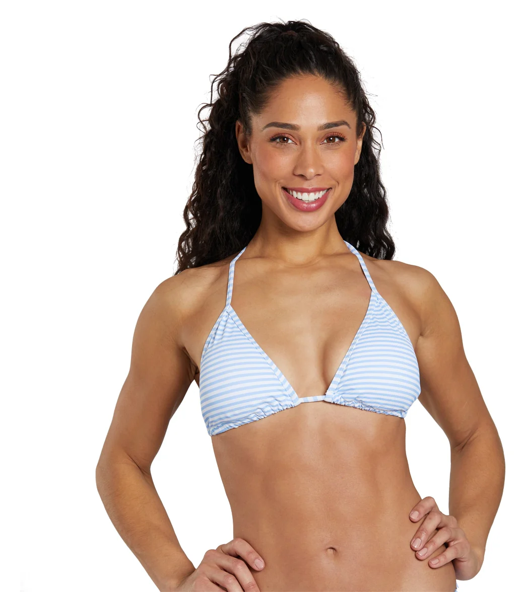 Snapper Rock Women's Powder Blue Sustainable Stripe Bikini Top - Image 10