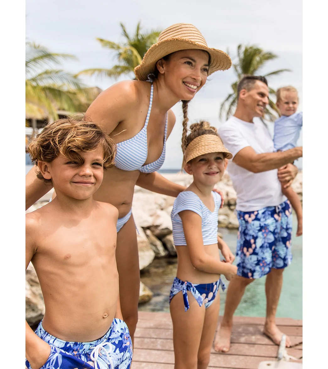 Snapper Rock Women's Powder Blue Sustainable Stripe Bikini Top - Image 7