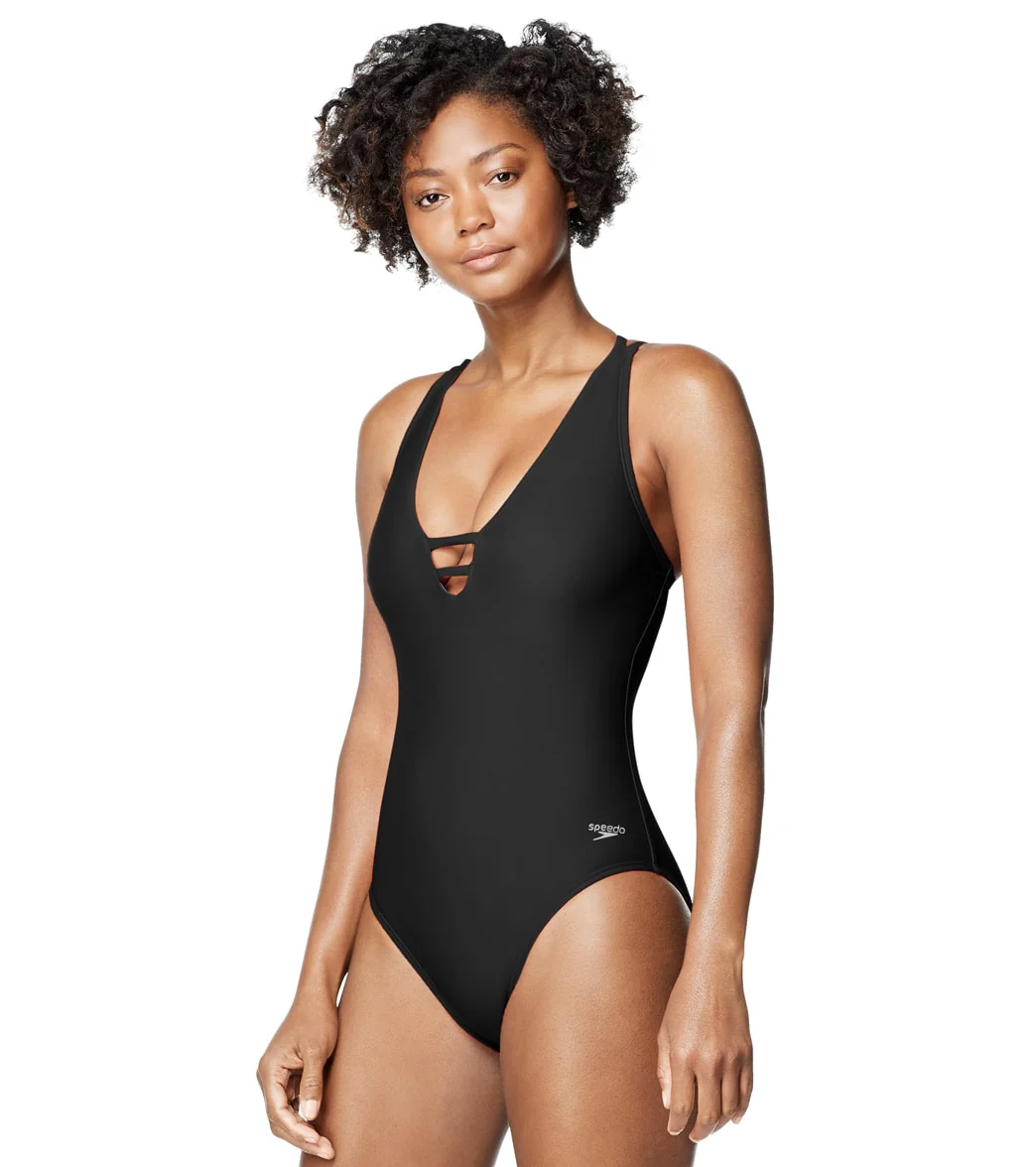 Speedo Active Women's Strappy V-Neck One Piece Swimsuit - Image 4