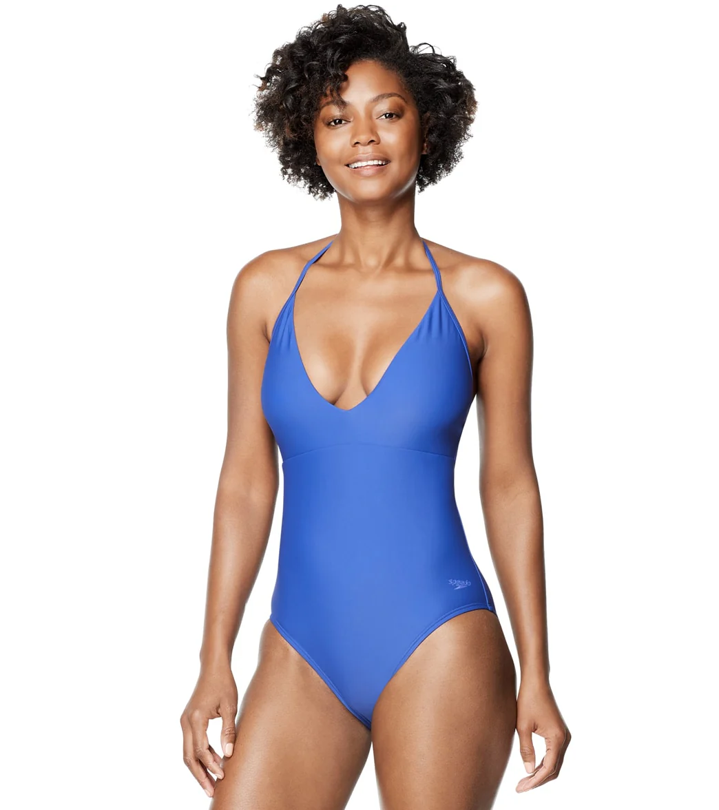 Speedo Active Women's V-Neck Halter One Piece Swimsuit - Image 13