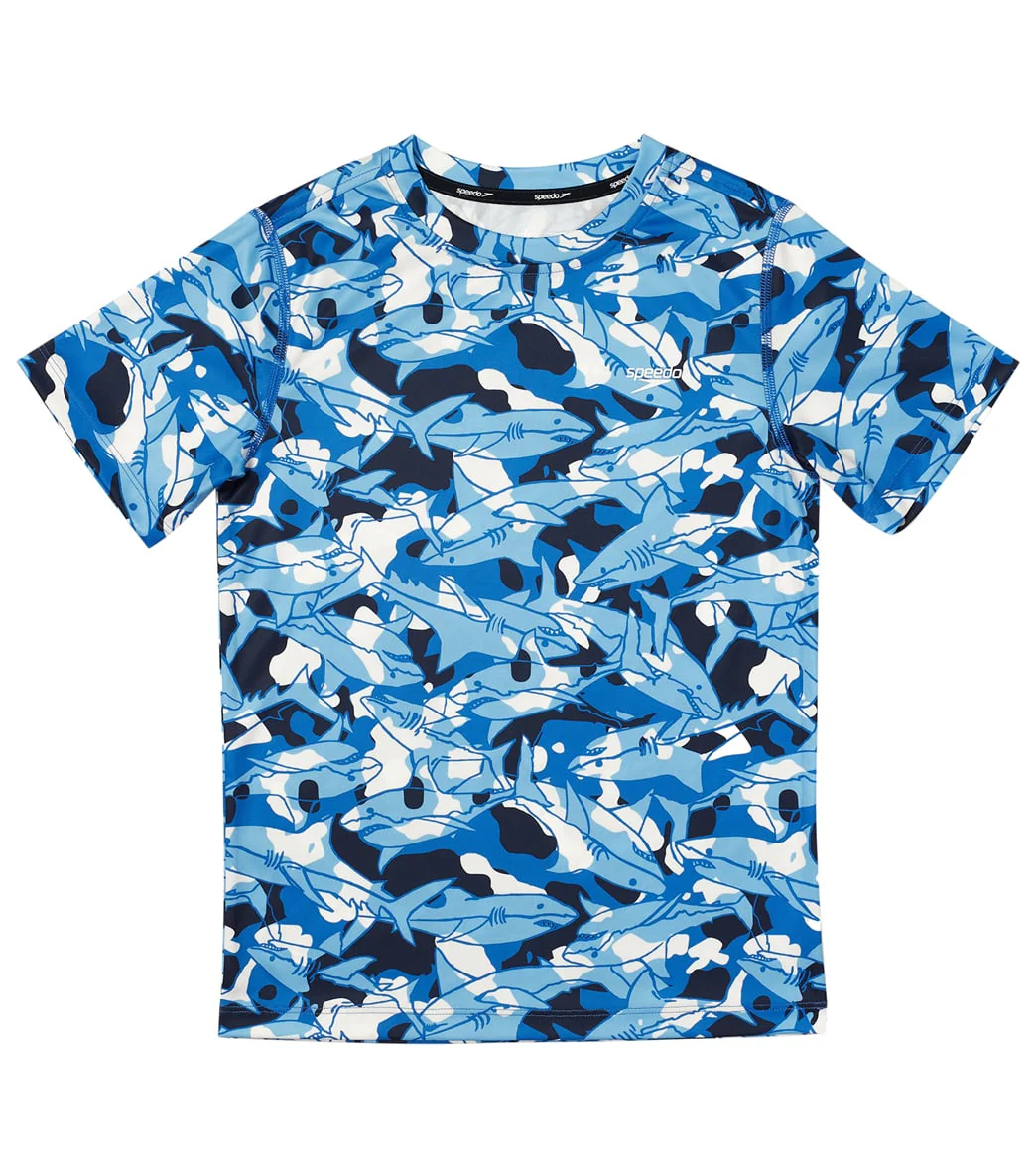 Speedo Boy's Short Sleeve Printed Swim Shirt (Little Kid, Big Kid)