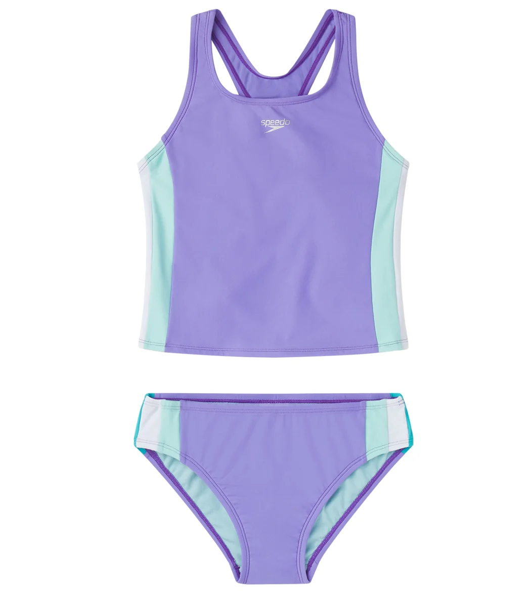 Speedo Girls' Colorblock Two Piece Tankini Set (Big Kid)