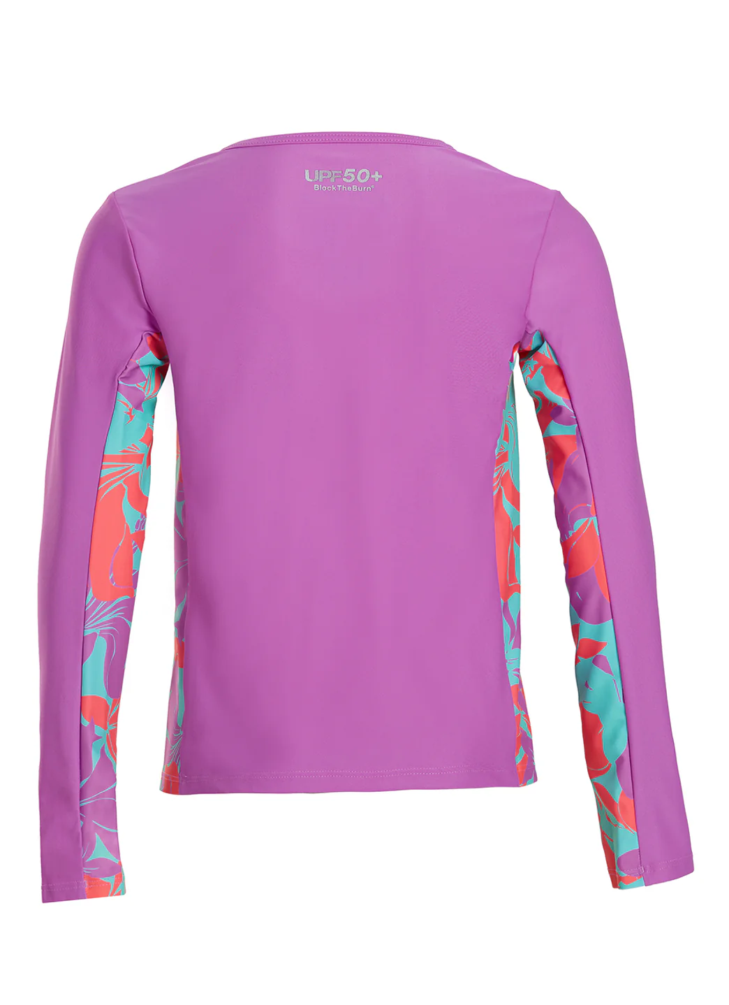 Speedo Girls' Long Sleeve Printed Splice Rash Guard (Little Kid, Big Kid) - Image 3