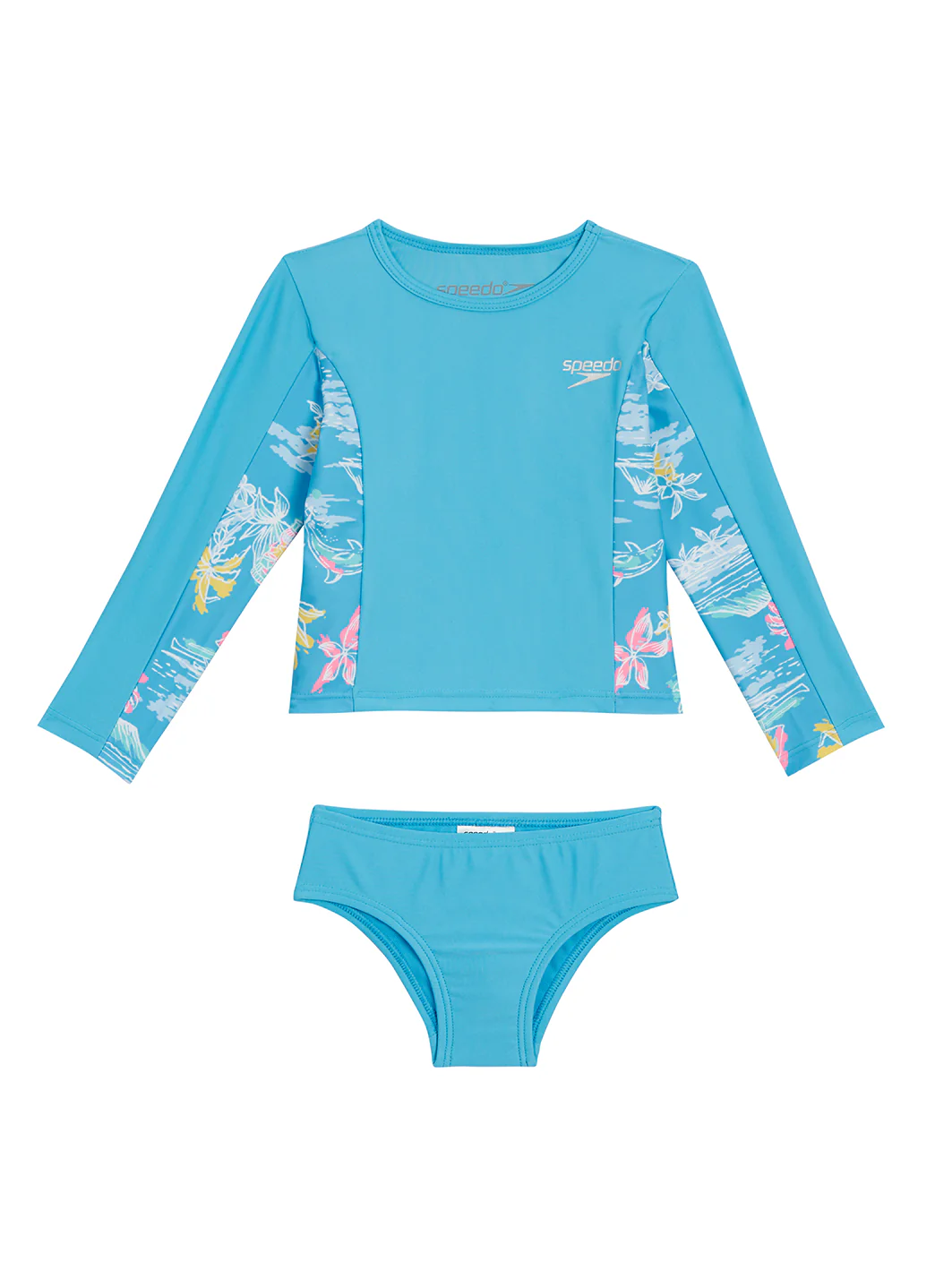 Speedo Girls' Long Sleeve Two Piece Rash Guard Set (Toddler, Little Kid) - Image 2