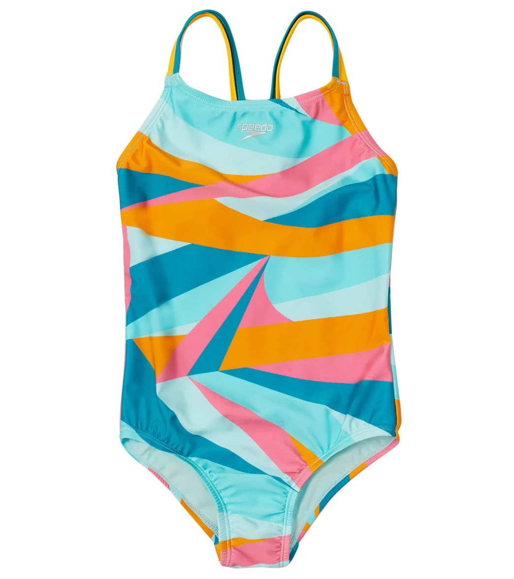 Speedo Girls' Print Strappy One Piece Swimsuit (Big Kid) - Image 12
