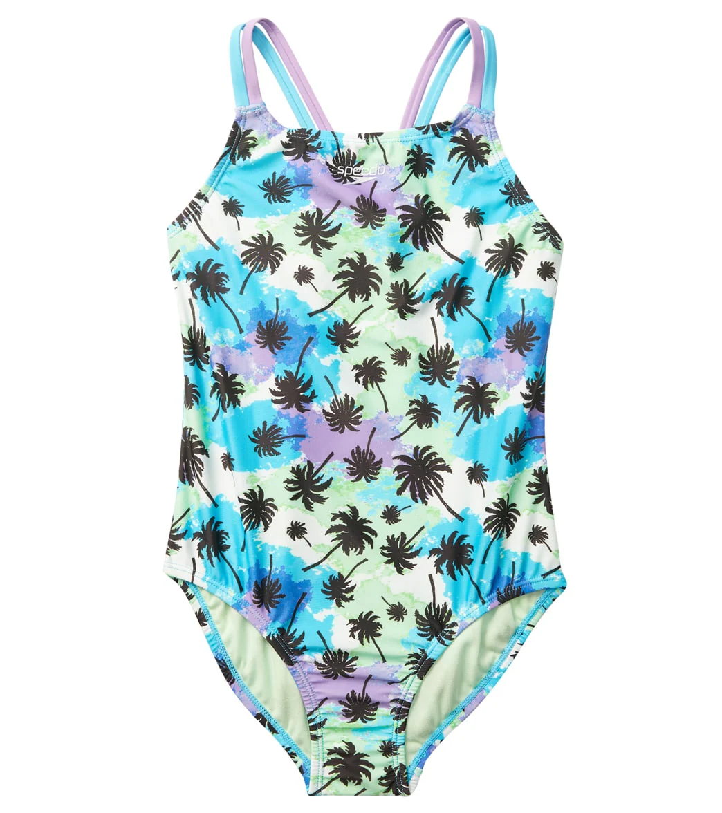 Speedo Girls' Print Strappy One Piece Swimsuit (Big Kid) - Image 4