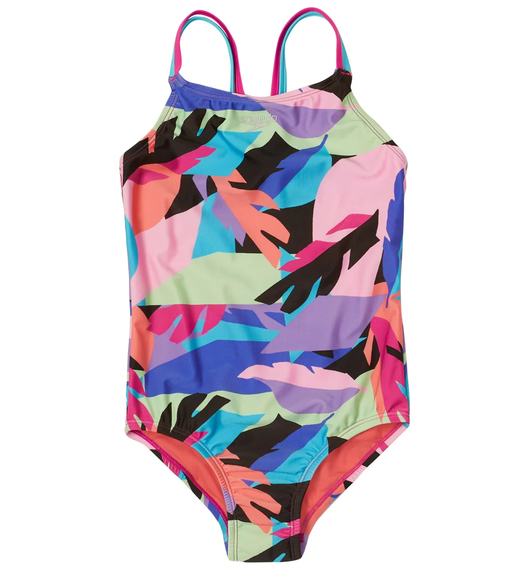 Speedo Girls' Print Strappy One Piece Swimsuit (Big Kid) - Image 5