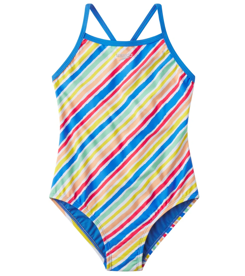 Speedo Girls' Printed Keyhole One Piece Swimsuit (Big Kid) - Image 5