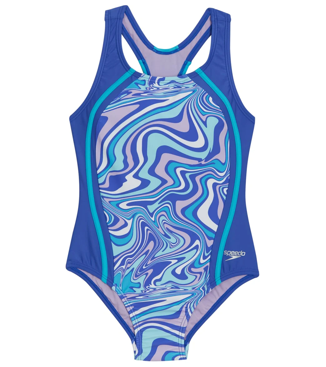 Speedo Girls' Printed Sport Splice One Piece Swimsuit (Big Kid) - Image 4