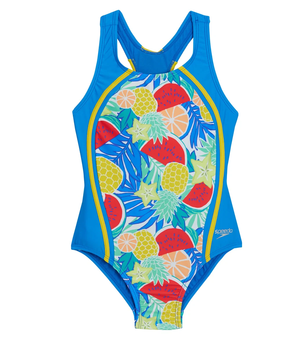 Speedo Girls' Printed Sport Splice One Piece Swimsuit (Big Kid) - Image 9