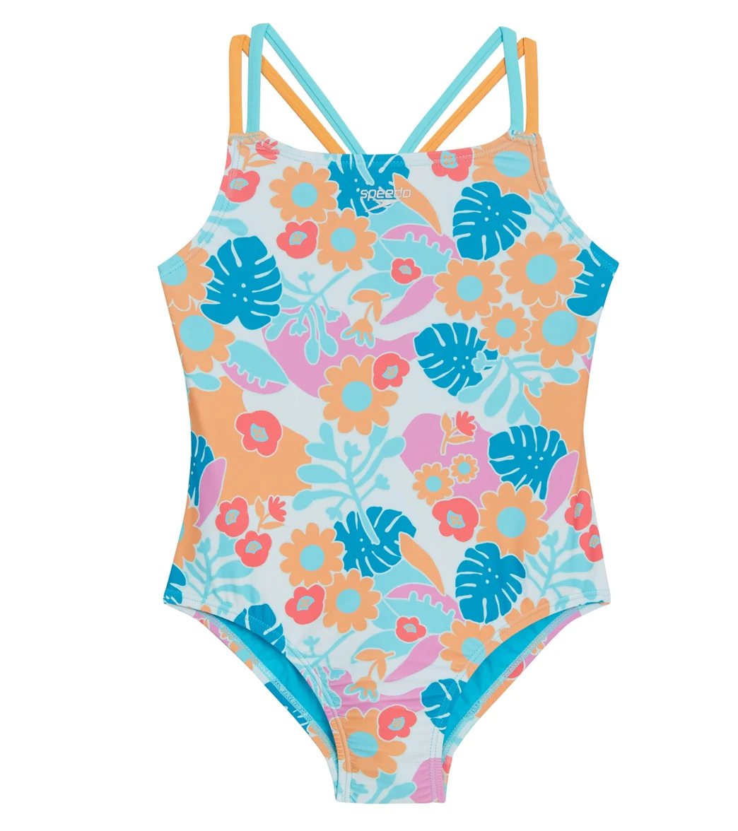 Speedo Girls' Printed Strappy One Piece Swimsuit (Big Kid) - Image 5