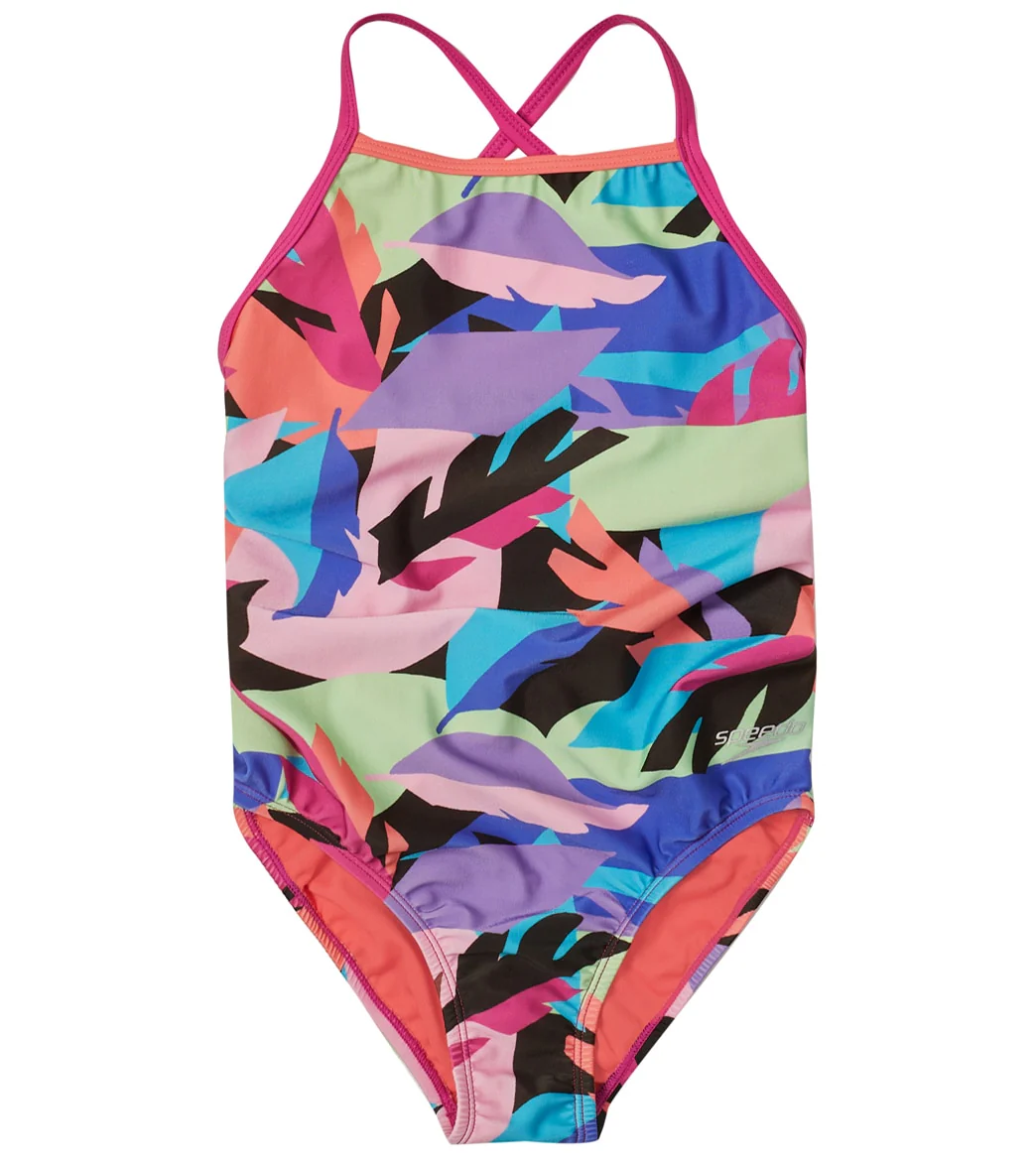 Speedo Girls' Printed X Back One Piece Swimsuit (Big Kid) - Image 12
