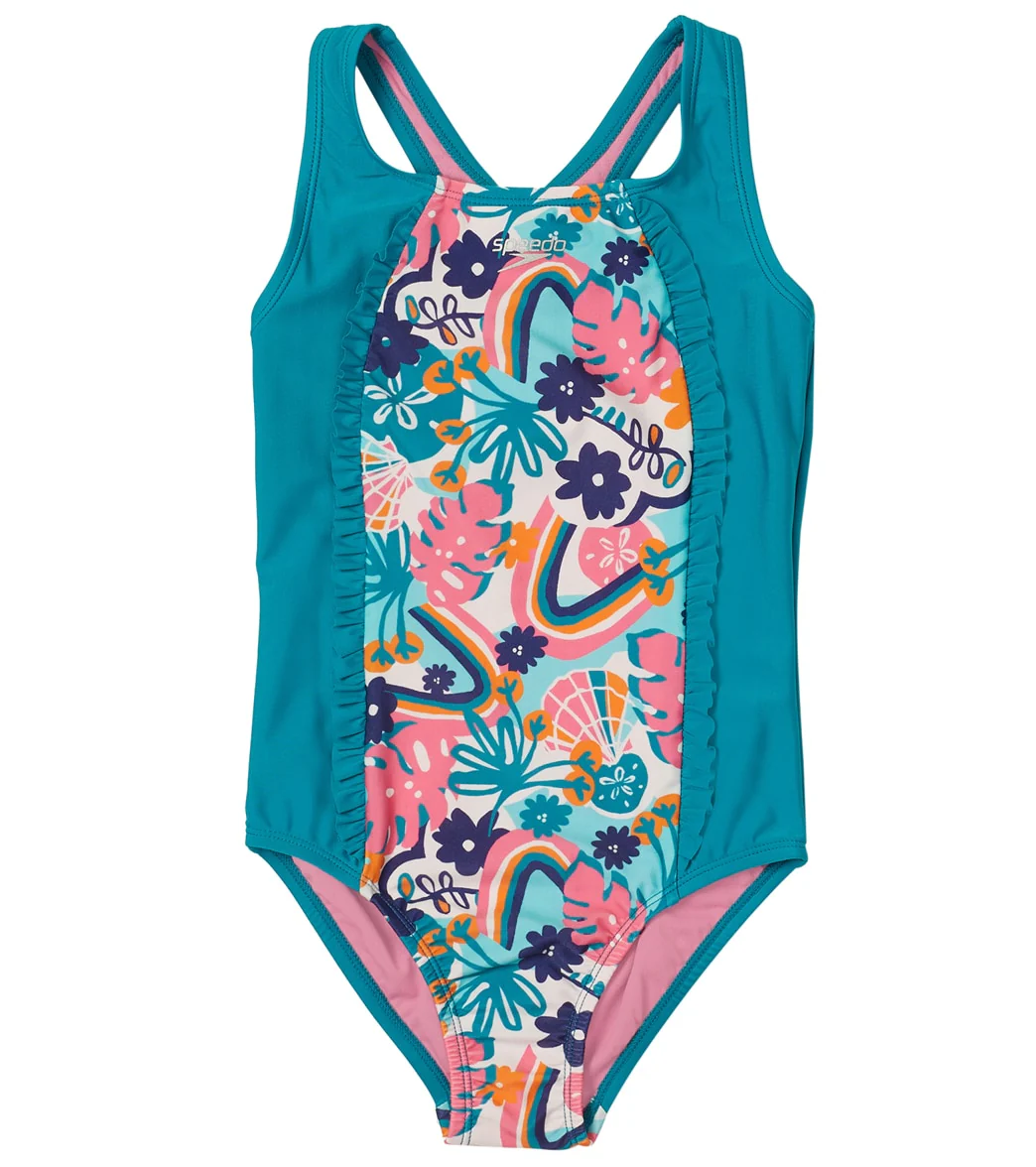 Speedo Girls' Ruffled Detail Racerback One Piece Swimsuit (Big Kid) - Image 4