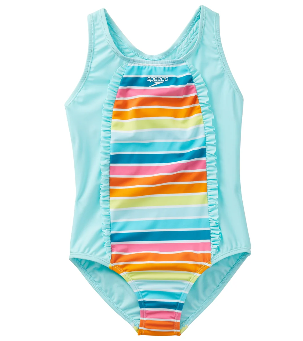 Speedo Girls' Ruffled Detail Racerback One Piece Swimsuit (Big Kid) - Image 9