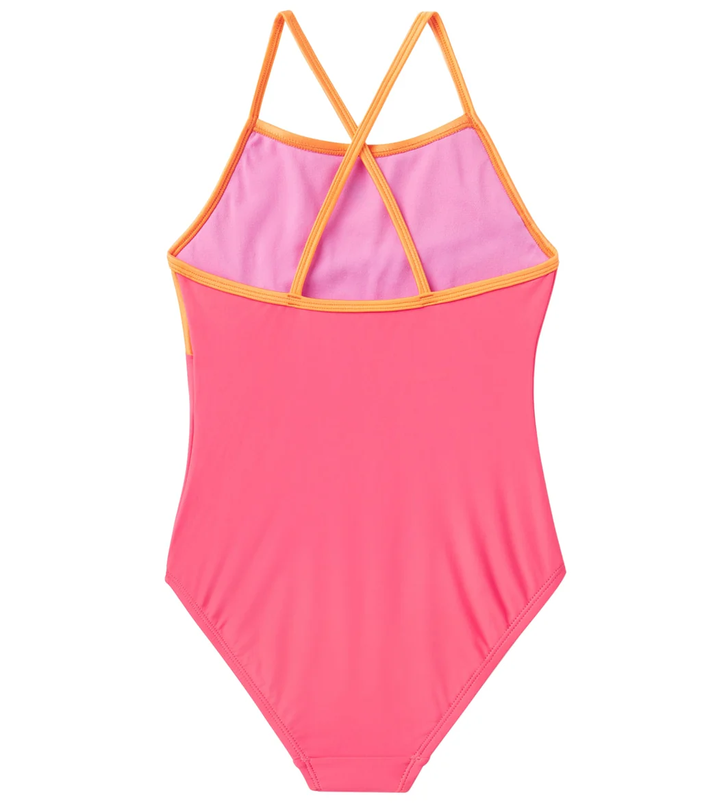 Speedo Girls' Shimmer Color Block One Piece Swimsuit (Big Kid) - Image 2