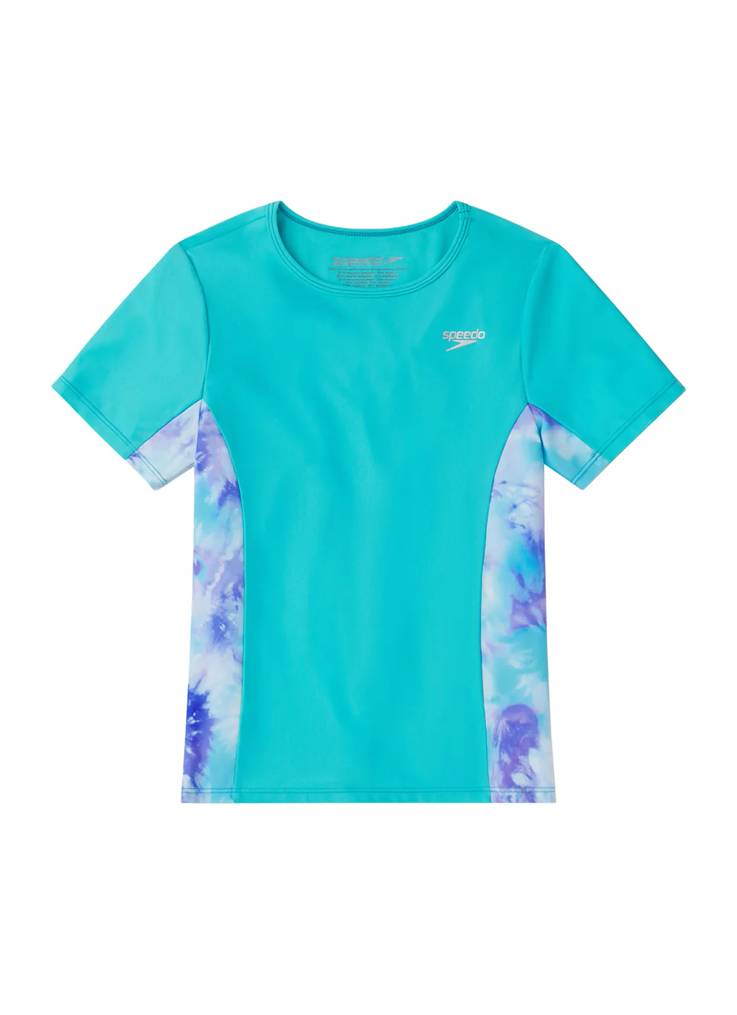 Speedo Girls' Short Sleeve Printed Splice Rashguard (Little Kid, Big Kid) - Image 4