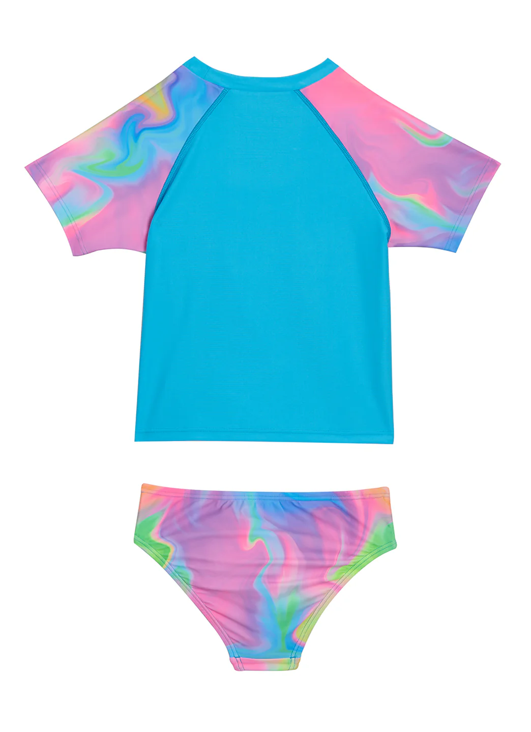 Speedo Girls' Short Sleeve Rashguard Two Piece Set (Little Kid Big Kid) - Image 3