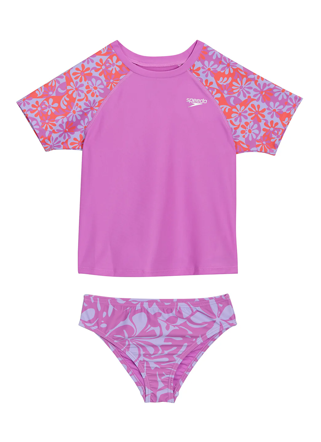 Speedo Girls' Short Sleeve Rashguard Two Piece Set (Little Kid Big Kid) - Image 6