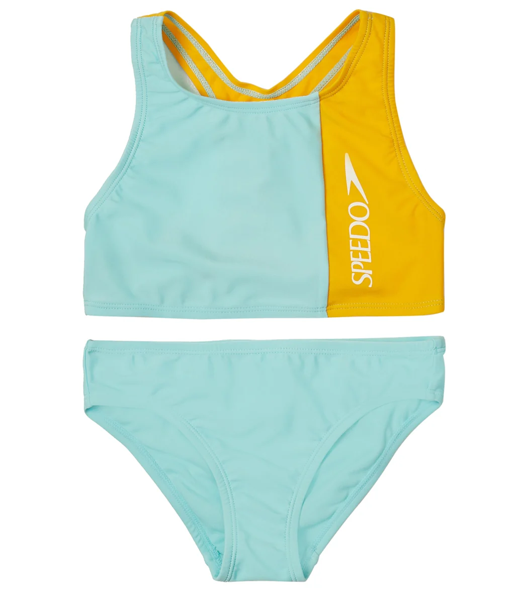 Speedo Girls' Solid Blocked Bikini Set (Big Kid)