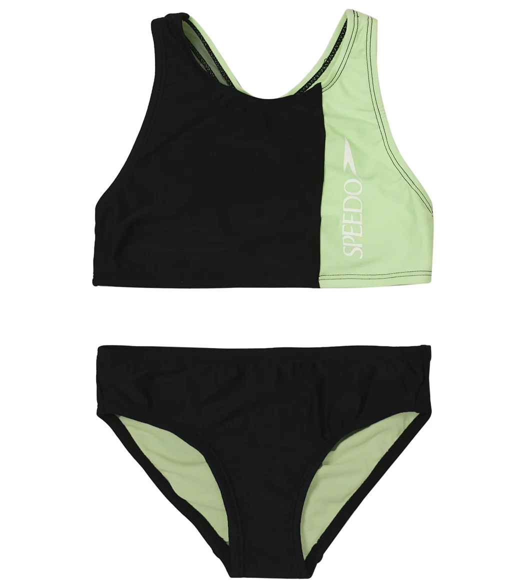Speedo Girls' Solid Blocked Bikini Set (Big Kid) - Image 13