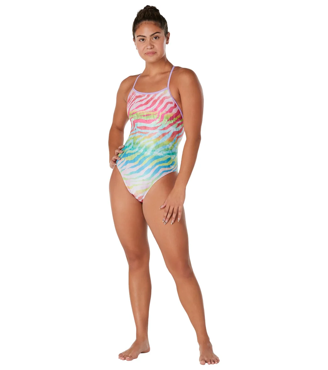 Speedo Vibe Women's Printed Double X Back One Piece Swimsuit - Image 18
