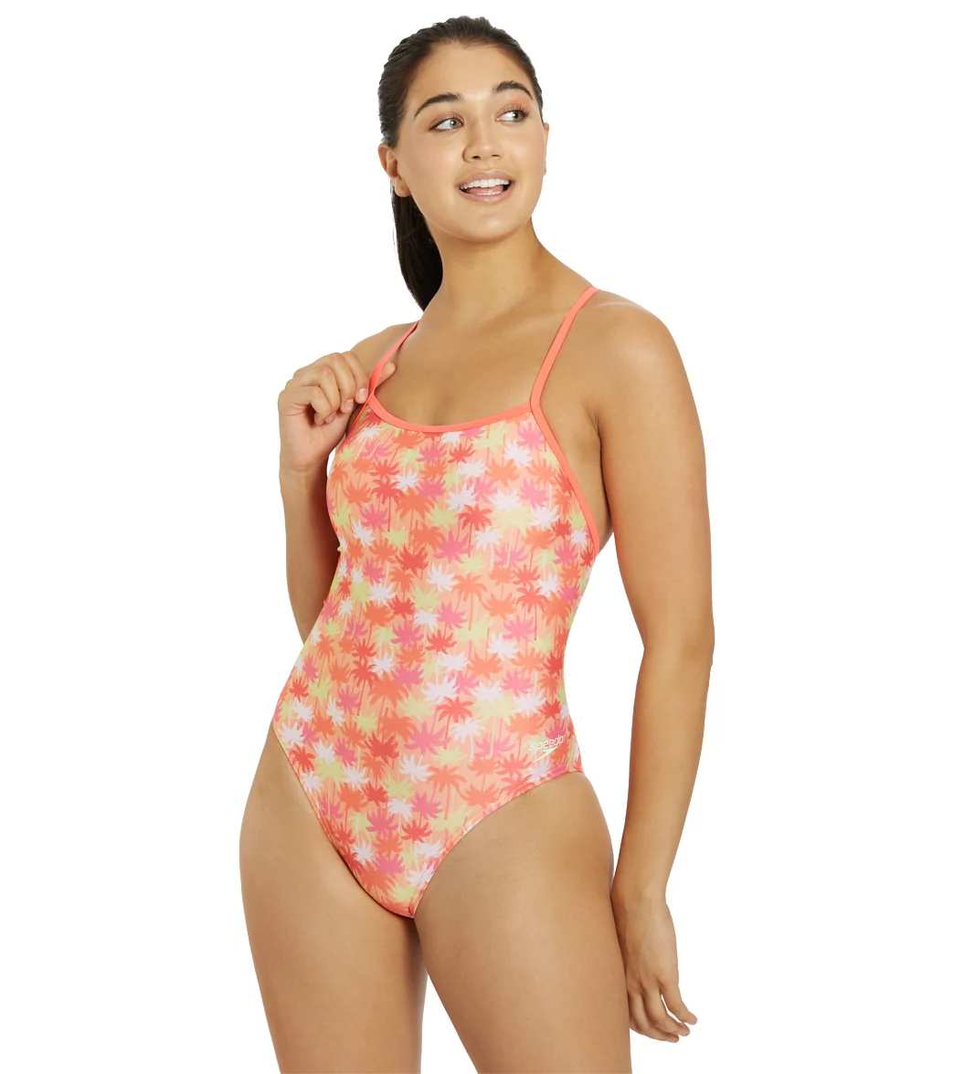 Speedo Vibe Women's Printed Double X Back One Piece Swimsuit - Image 21