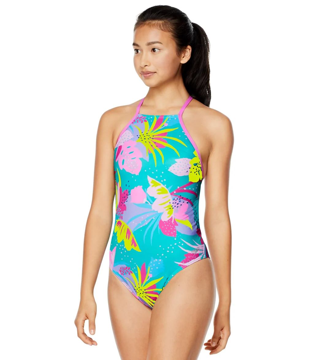 Speedo Vibe Women's Printed High Neck One Piece Swimsuit - Image 14