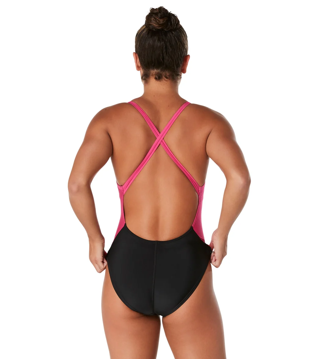 Speedo Women's Color Block Relay Back One Piece Swimsuit - Image 3