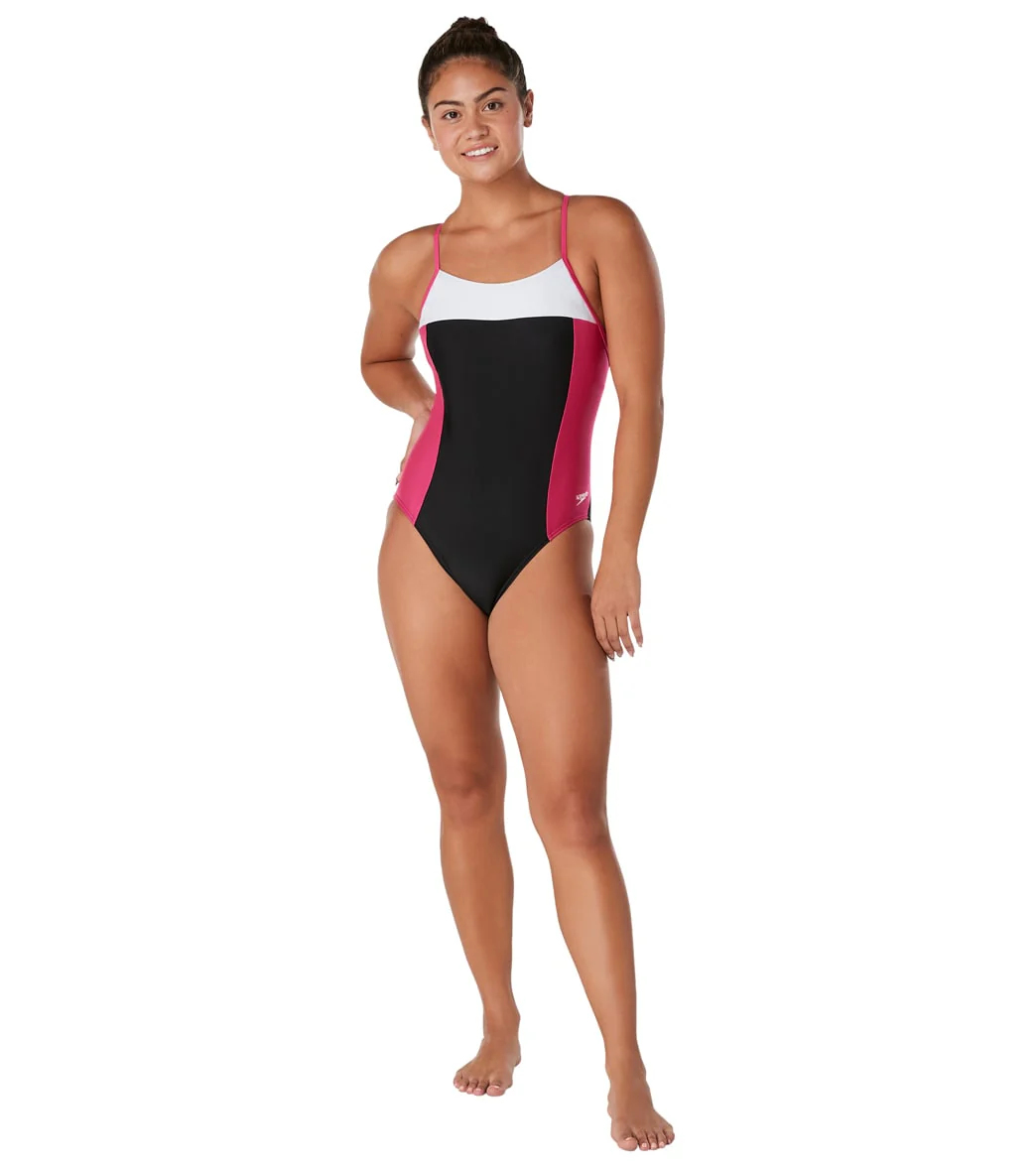 Speedo Women's Color Block Relay Back One Piece Swimsuit - Image 4