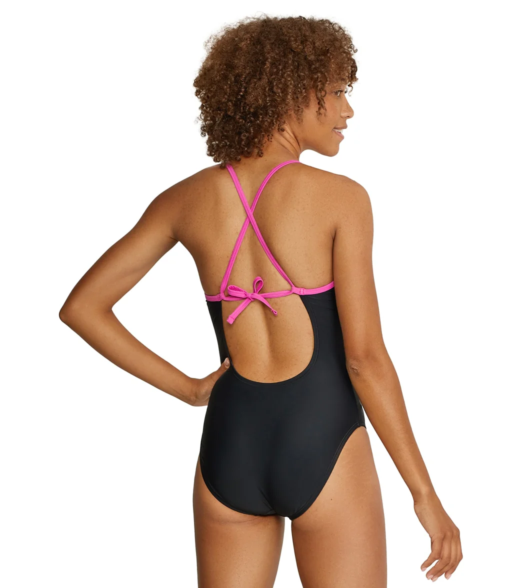 Speedo Women's Colorblock Tie Back One Piece Swimsuit - Image 3