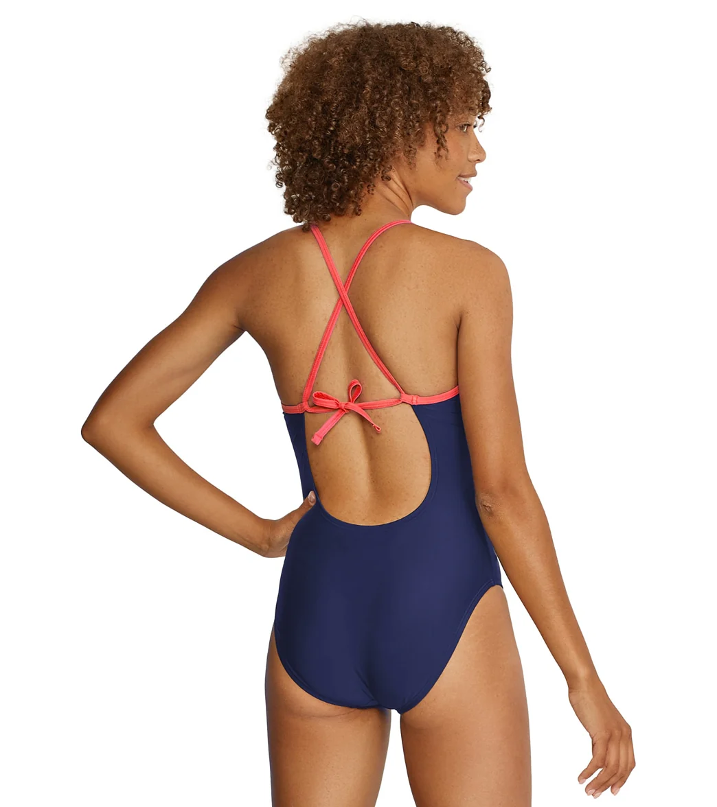 Speedo Women's Colorblock Tie Back One Piece Swimsuit - Image 9
