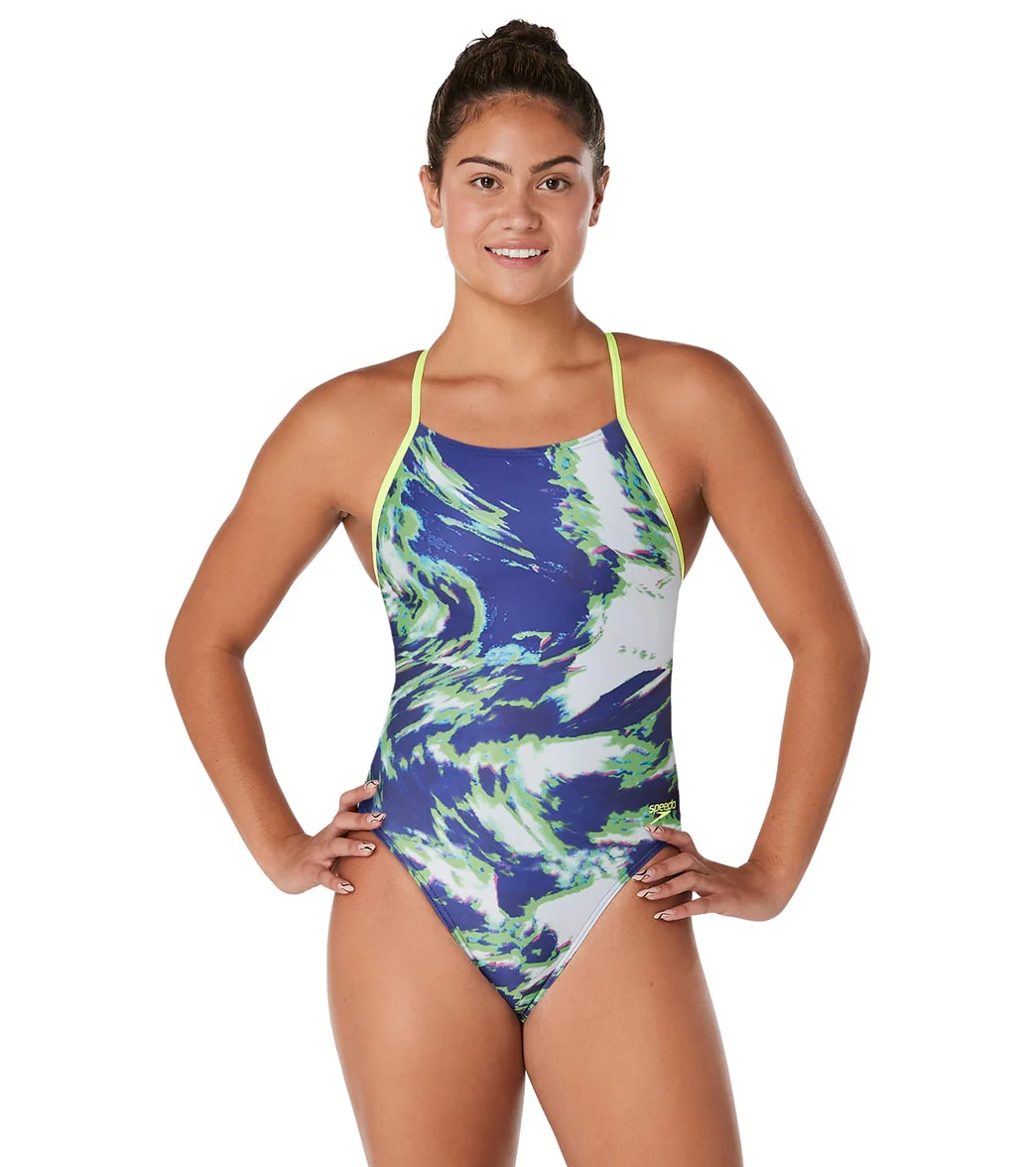 Speedo Women's Cyclone Swirl Crossback One Piece Swimsuit - Image 47