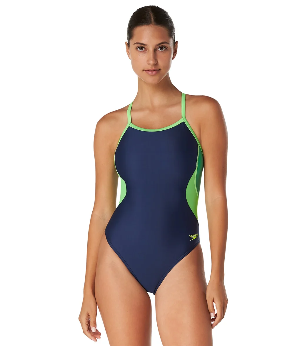 Speedo Women's Eco Splice Flyback One Piece Swimsuit - Image 56