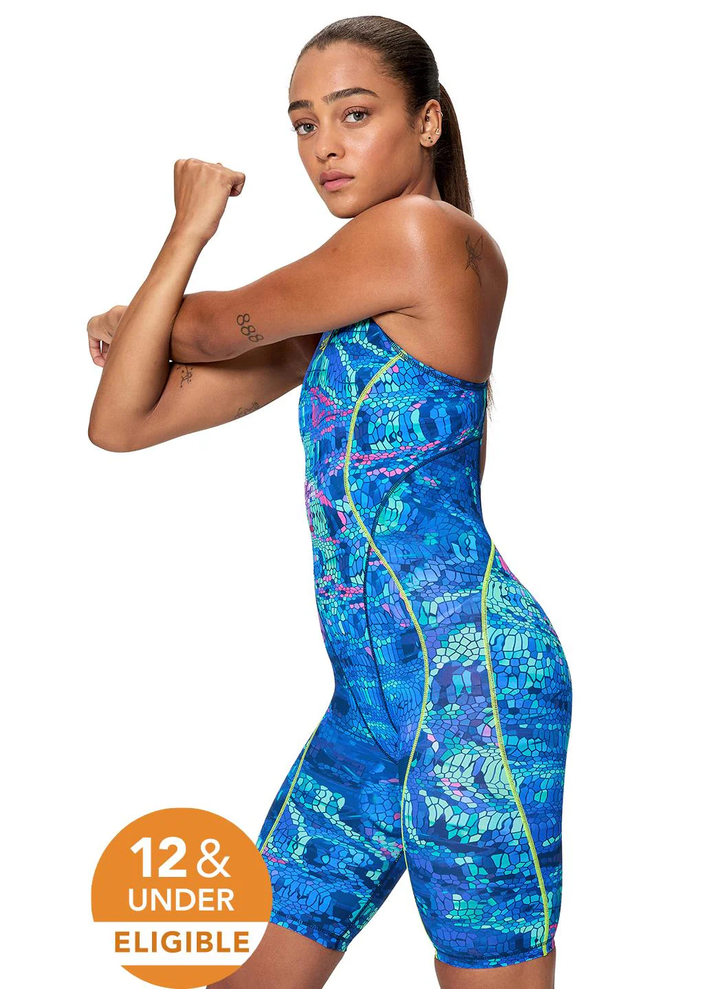 Speedo Women's Fastskin Printed Hyperspark Open Back Tech Suit Swimsuit - Image 4