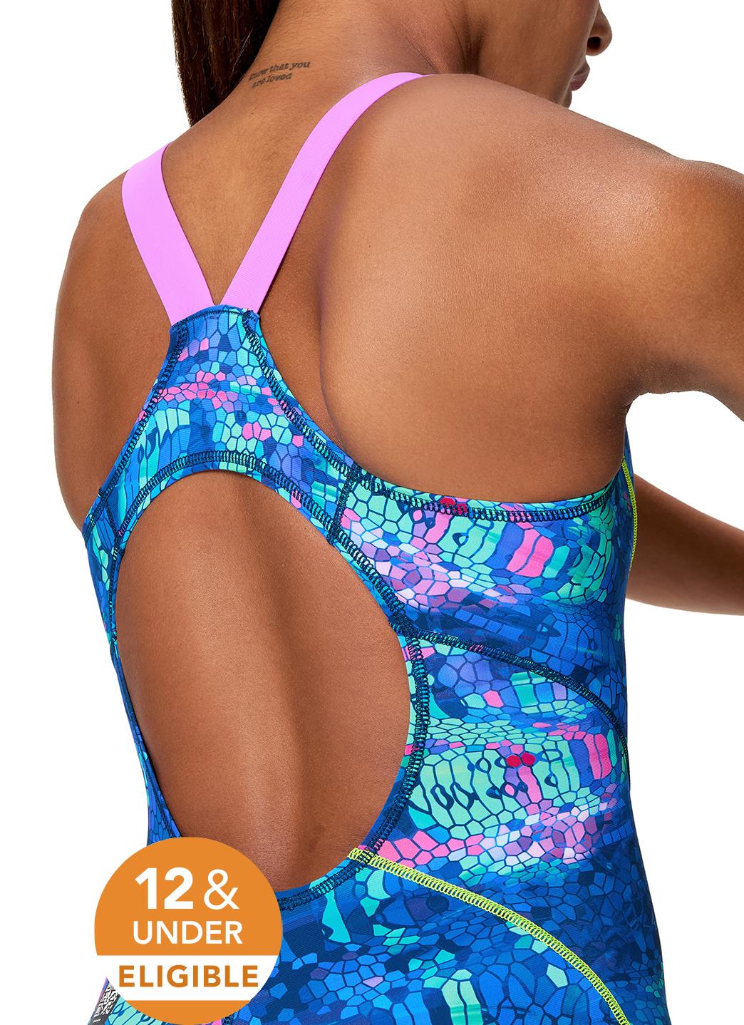 Speedo Women's Fastskin Printed Hyperspark Open Back Tech Suit Swimsuit - Image 8