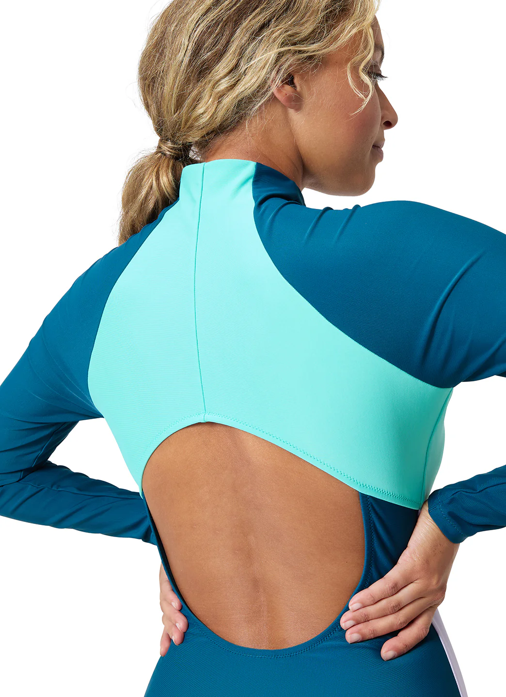Speedo Women's Hydraline Long Sleeve Zip Colorblock One Piece Swimsuit - Image 18