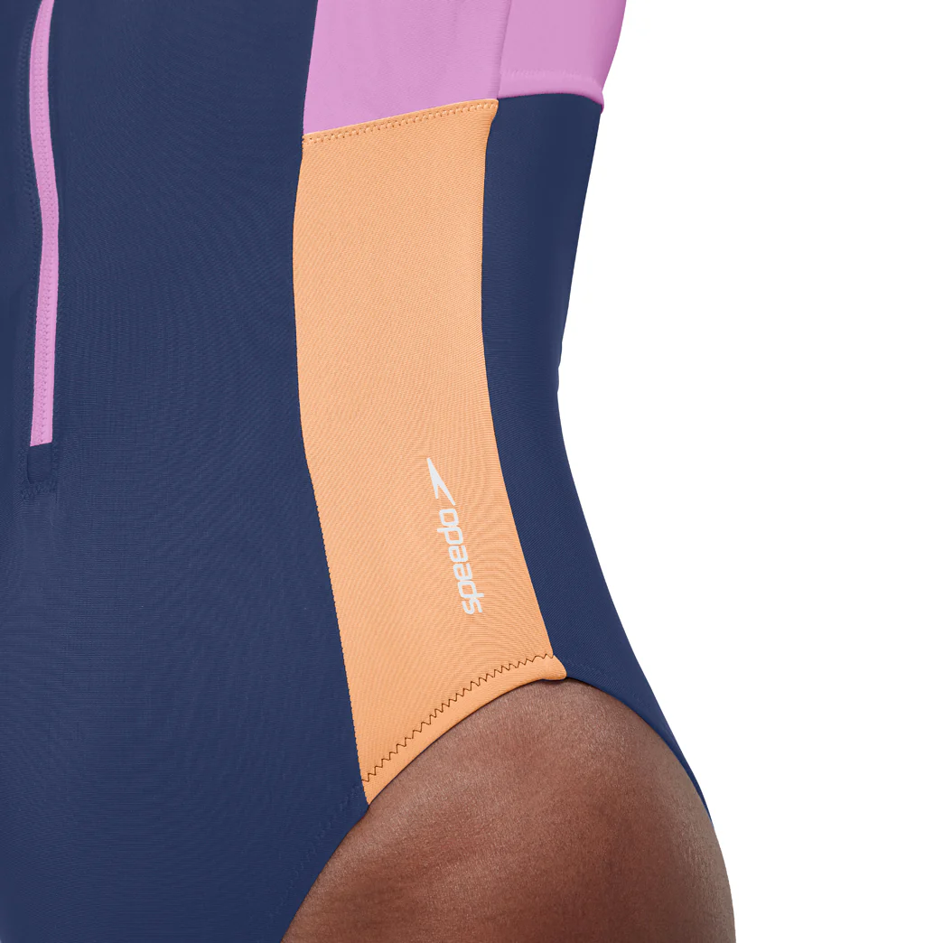 Speedo Women's Hydraline Long Sleeve Zip Colorblock One Piece Swimsuit - Image 8