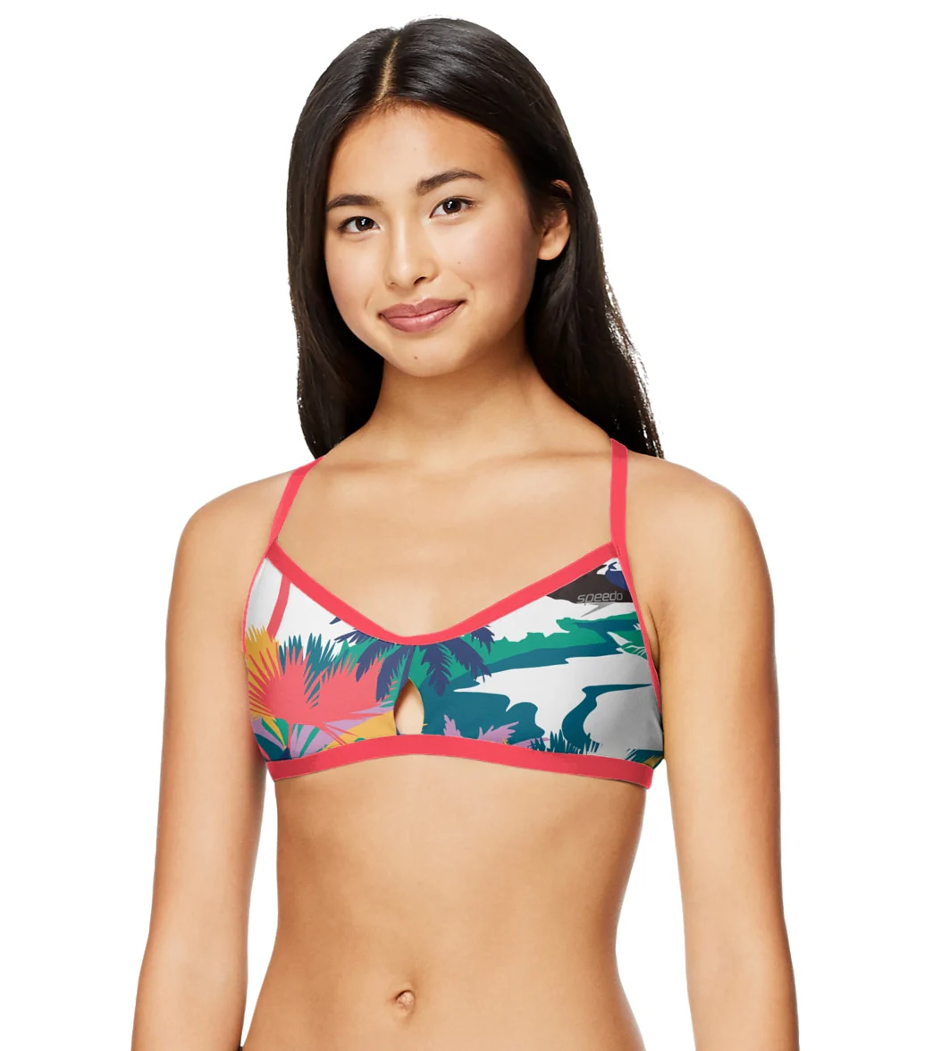 Speedo Women's Printed Keyhole Tie Back Bikini Top - Image 13