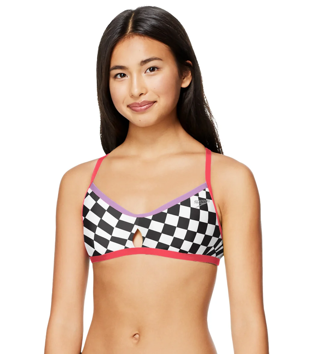 Speedo Women's Printed Keyhole Tie Back Bikini Top - Image 4
