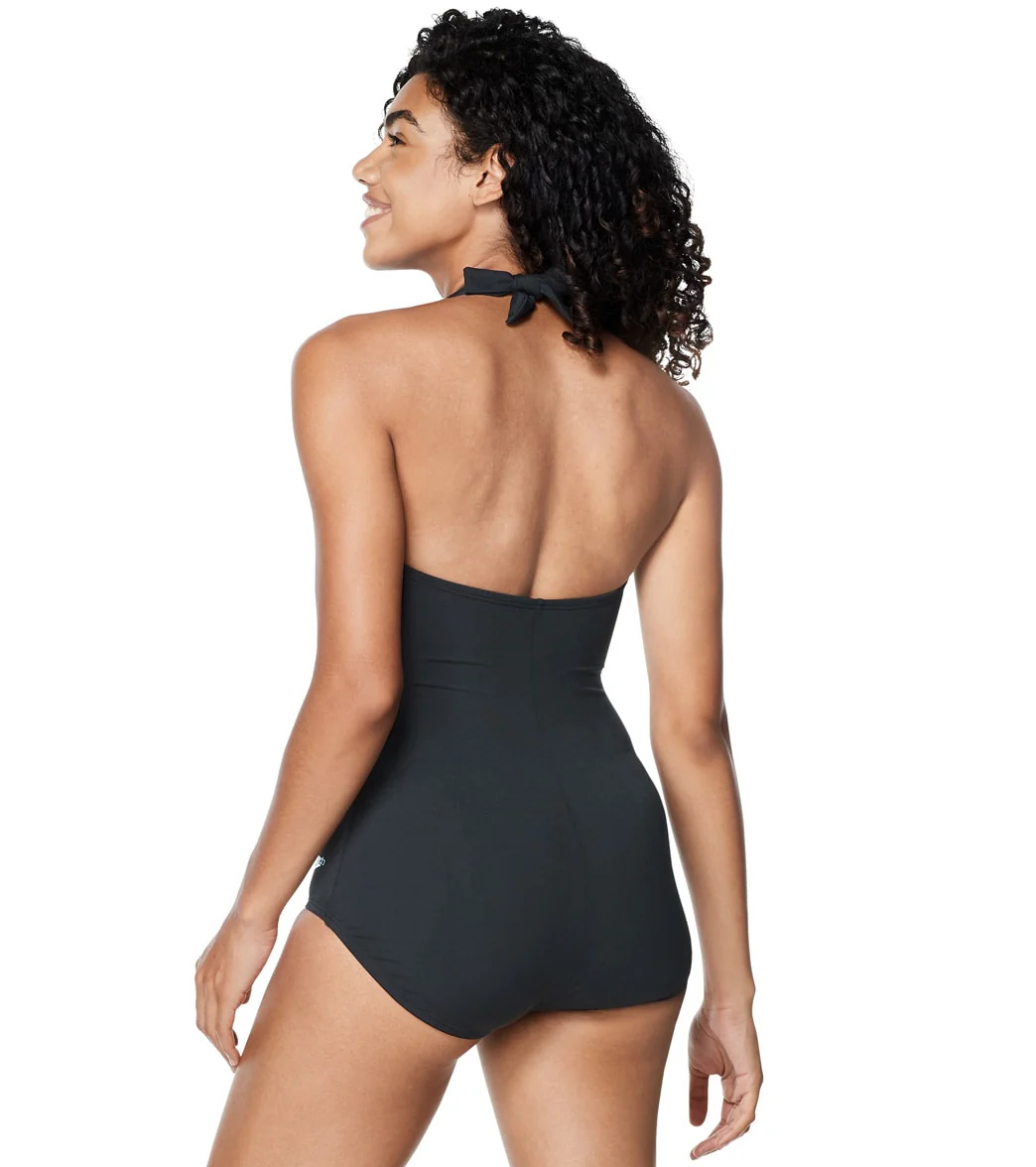 Speedo Women's Solid Halter One Piece Swimsuit - Image 2