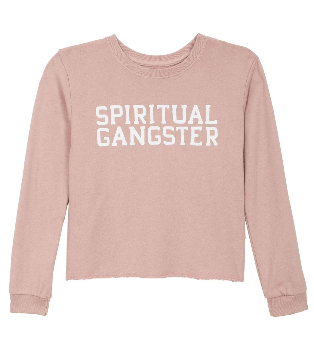 Spiritual Gangster Kids Girls SG Varsity Crop Yoga Sweatshirt - Image 4
