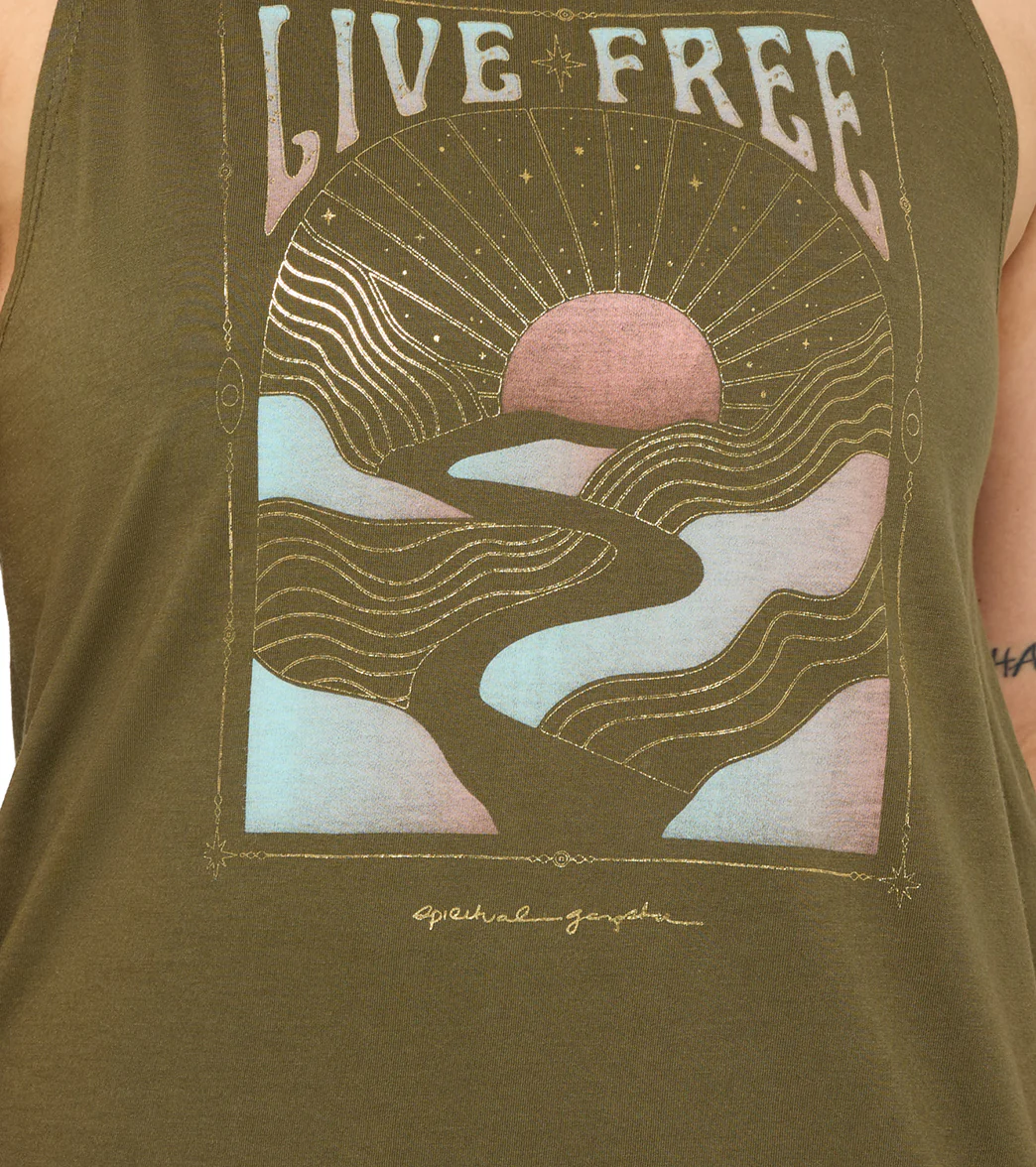 Spiritual Gangster Live Free Jade Muscle Tank - Image 4