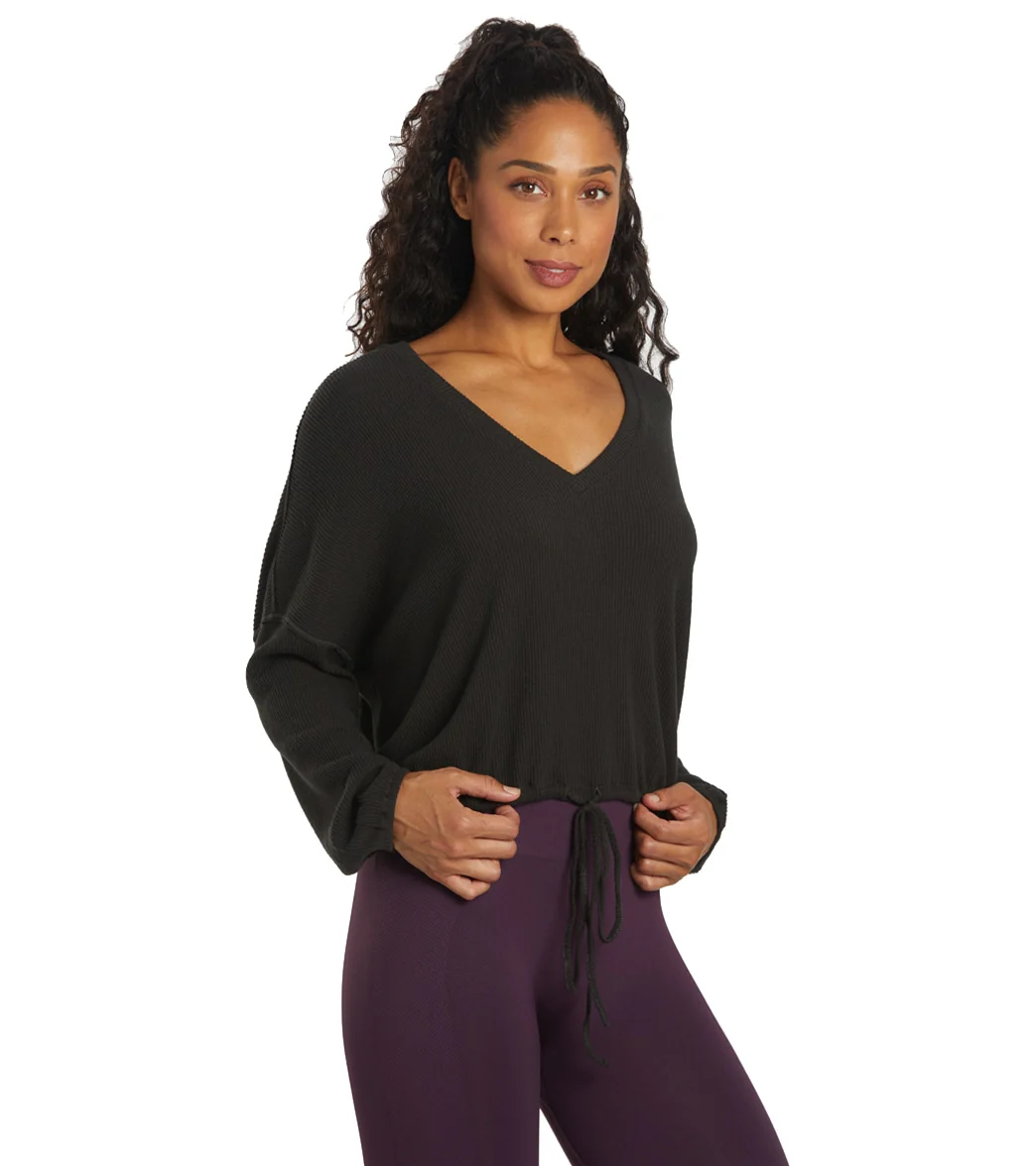 Spiritual Gangster Long Sleeve Drawstring V Neck Top - Image 8