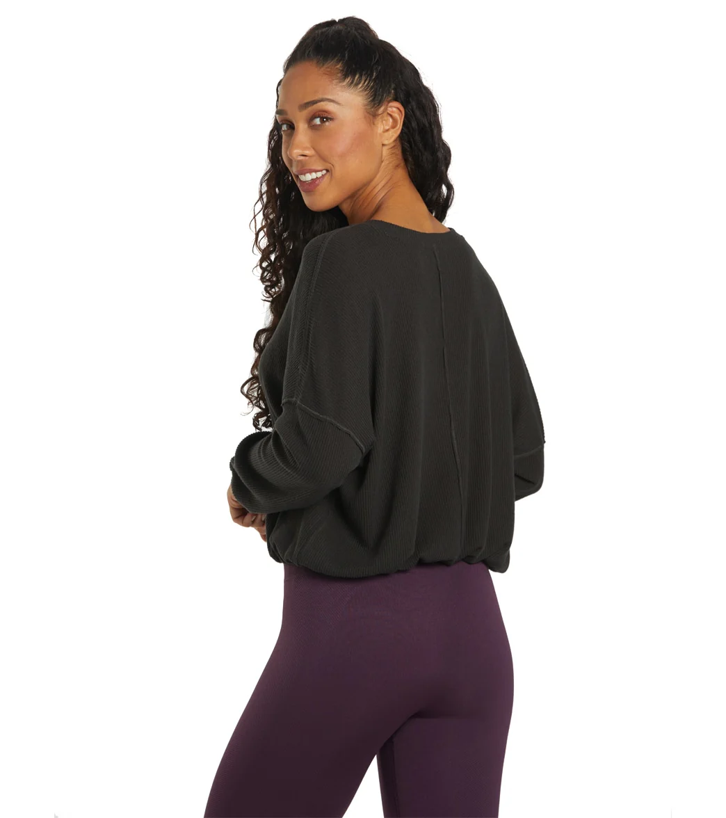 Spiritual Gangster Long Sleeve Drawstring V Neck Top - Image 9