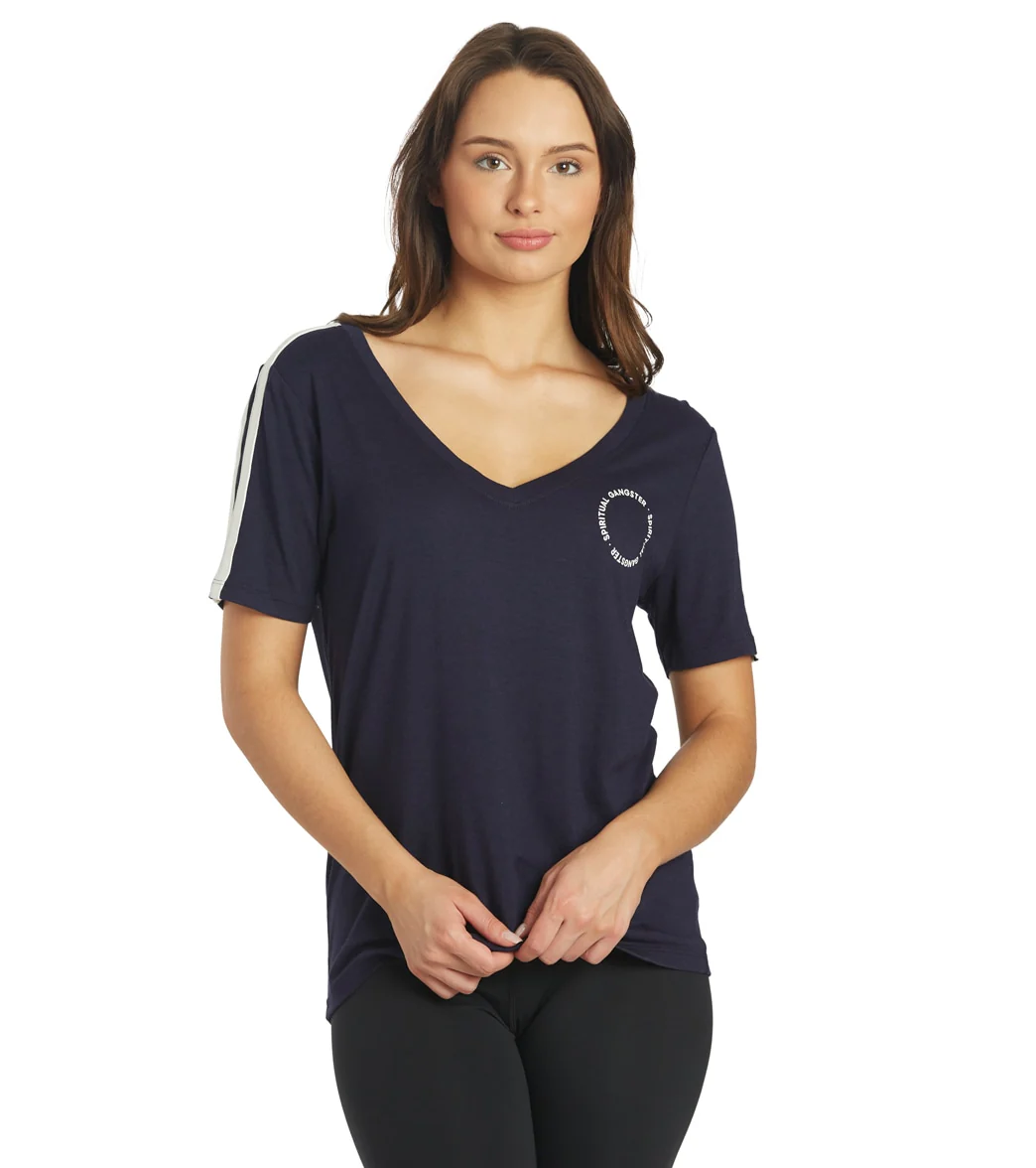 Spiritual Gangster V Neck Ringer Tee