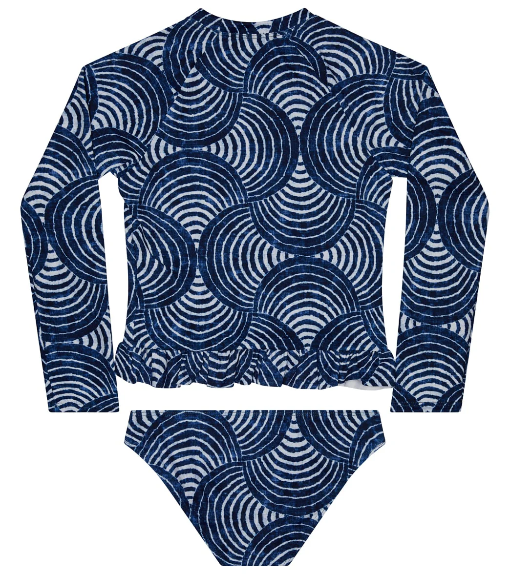 Splendid Girls' Indigo Long Sleeve Ruffle Two Piece Rashguard Set (Big Kid) - Image 2